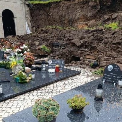 Muro desaba no cemitério devido ao mau tempo