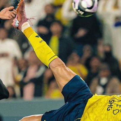 Reação do banco do Al Nassr ao golo incrível de Cristiano Ronaldo