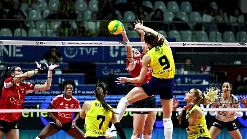 Equipa feminina de voleibol do Benfica em ação na Liga dos Campeões 2025/26 - Foto: CEV