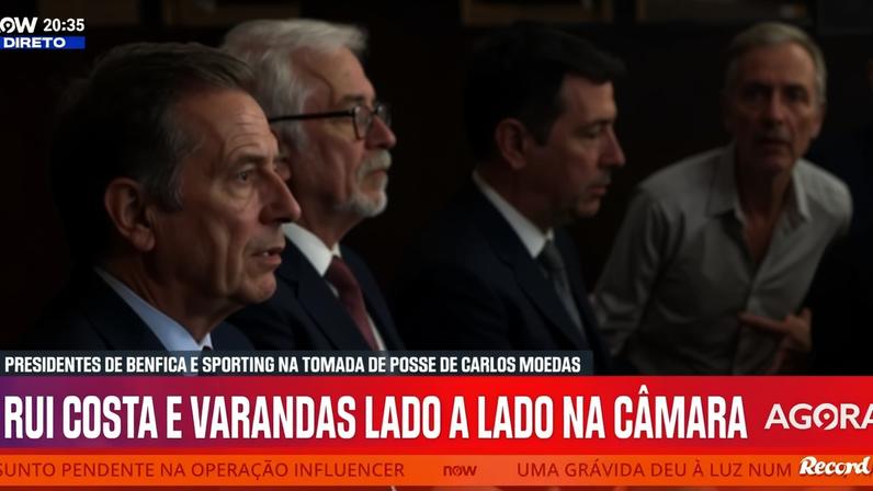 Rui Costa e Varandas na Câmara Municipal de Lisboa separados por Fernando Gomes