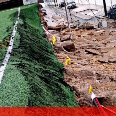 Campo do Botafogo Futebol Clube desaba devido ao mau tempo