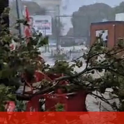 Mau tempo derruba esplanadas e ramos em Olhão