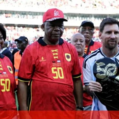 Messi desperta entusiasmo em Angola com troféu e camisolas autografadas