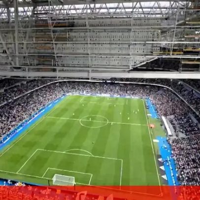 Bernabéu transformado para receber jogo da NFL em Madrid