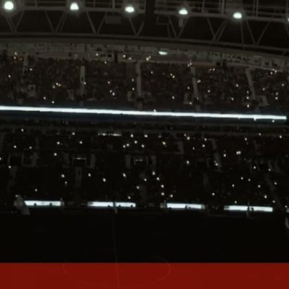 Porto estreia jogo de luzes com dragão azul e branco na apresentação de equipas