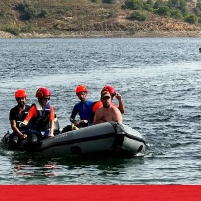 Caiaque resgatado na Barragem de Odeleite, Castro Marim