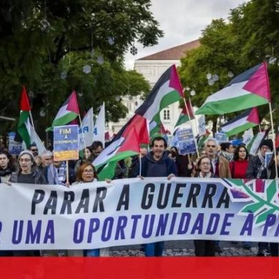 Manifestação palestiniana em Lisboa encerra com Grândola, Vila Morena