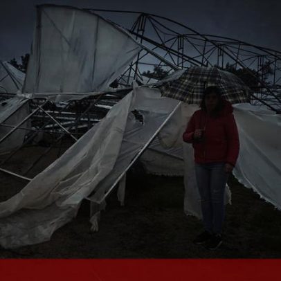 Ventos fortes destroem estufas e danificam telhados no Fundão