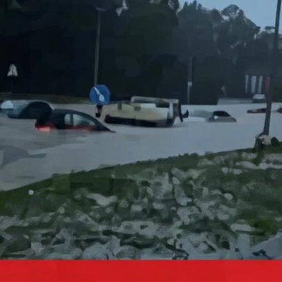 Depressão Cláudia deixa EN 378 inundada e carros submersos no Seixal