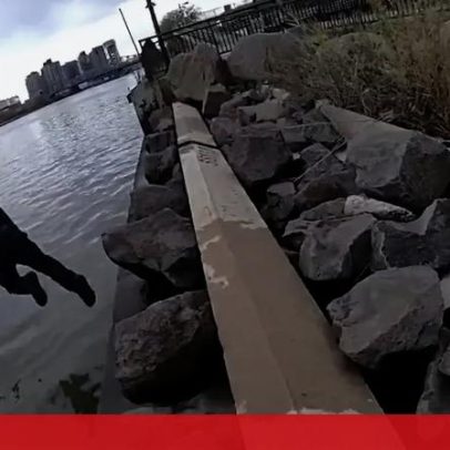 Polícia mergulha para salvar mulher que se afogava no rio em Nova Iorque