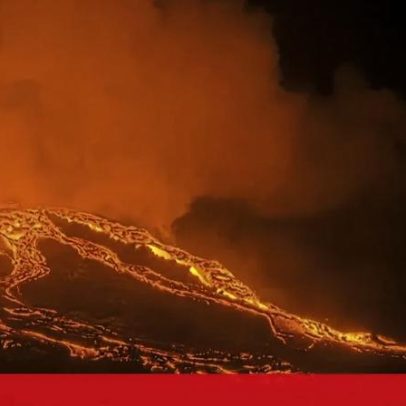 Fluxos de lava do Kīlauea iluminam o céu noturno no Havaí