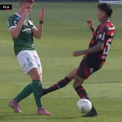 Pulgar recebe amarelo após entrada dura sobre central do Palmeiras