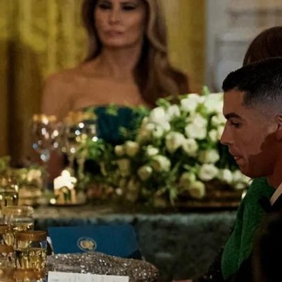 Imagens de Cristiano Ronaldo em jantar na Casa Branca com Donald Trump