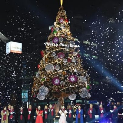 Luzes de Natal encantam Seul até aos Campos Elísios com imagens impressionantes