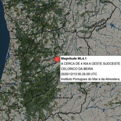 Sismo de magnitude 4,1 foi sentido no centro do país