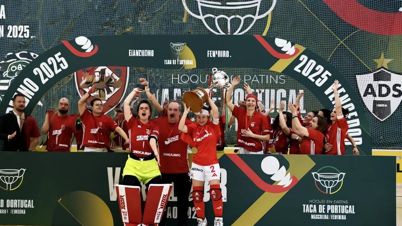 Equipa feminina de hóquei em patins do Benfica conquista Taça de Portugal 2024-25. Foto FPP