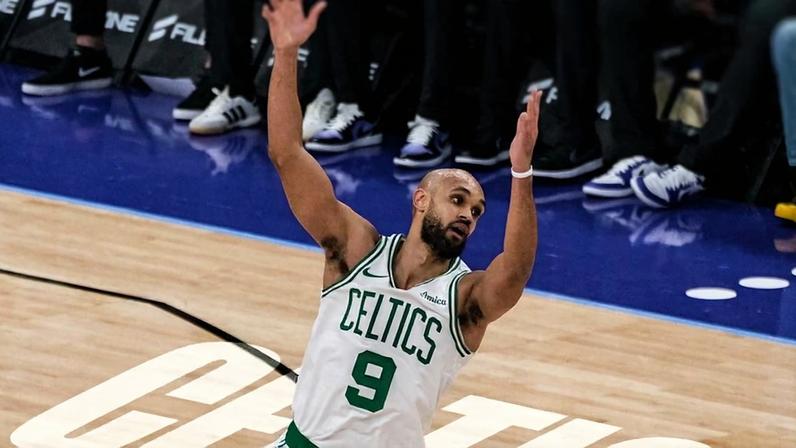Derrick White, base dos Boston Celtics. Foto X/Boston Celtics