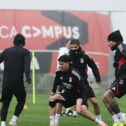Imagens do treino do Benfica antes do duelo com o Nápoles