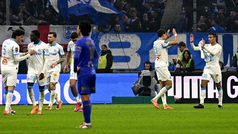Mason Greenwood a celebrar o único golo do Marselha-Mónaco no Vélodrome - Foto: IMAGO