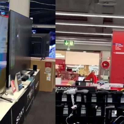 Homem destrói televisões com martelo no NorteShopping