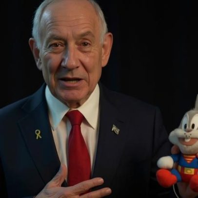 Netanyahu usa boneco de peluche para ironizar julgamento de Bugs Bunny