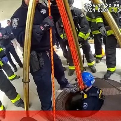 Homem é resgatado de buraco de esgoto de nove metros em Nova Iorque