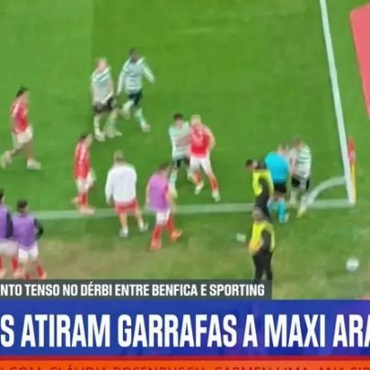 Novas imagens mostram Maxi Araújo atingido por garrafas de adeptos do Benfica