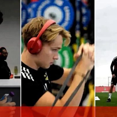 Benfica mostra regresso ao treino; jogadores comeram e treinaram de fones