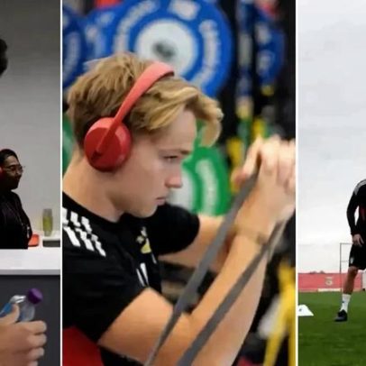 Benfica publica regresso ao trabalho, jogadores treinam e comem com fones