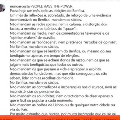 Rui Costa diz que é para tirar; Nuno Costa deve respeitar para manter o emprego
