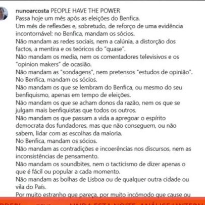 Rui Costa diz que é para tirar e exige respeito de Nuno Costa para ficar