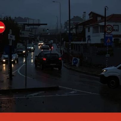 Rotunda das Seleções em Barcarena volta a alagar devido à chuva intensa
