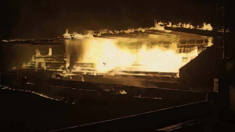 Bancada principal ficou totalmente queimada e, ao que tudo indica, terá de ser demolida e reconstruída