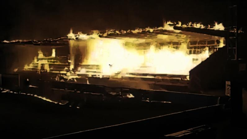 Bancada principal ficou totalmente queimada e, ao que tudo indica, terá de ser demolida e reconstruída