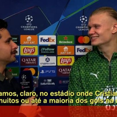 Haaland elogia Cristiano Ronaldo aos 40 anos e arrisca no português