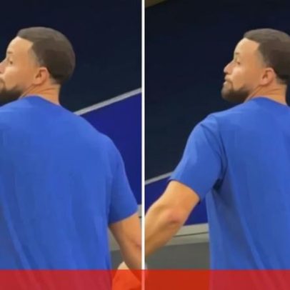 Lançamento de Curry às portas do balneário parece IA, mas não é