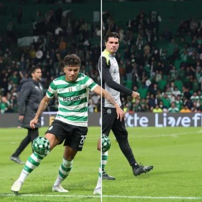 Após goleada, jogadores do Sporting presenteiam adeptos com bolas de Natal