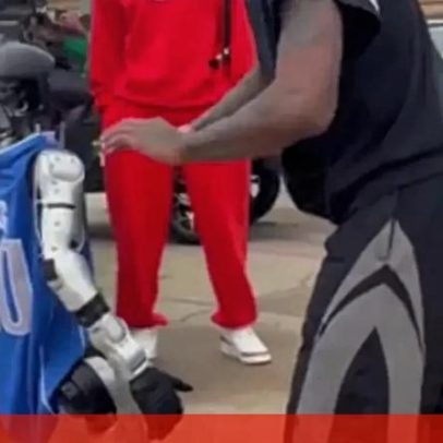 Kyrie Irving enfrenta robô de treino e deixa-o KO