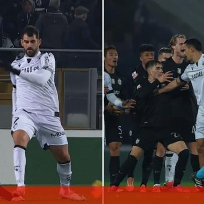 Nélson Oliveira expulso após entrada dura no V. Guimarães-Sporting
