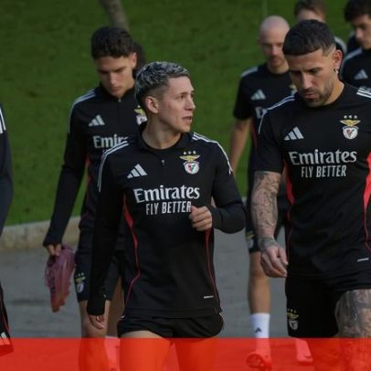 Prestianni evolui com Otamendi, capitão do Benfica, que o apoia