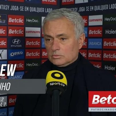 Mourinho responde a apenas uma pergunta e encerra a flash-interview