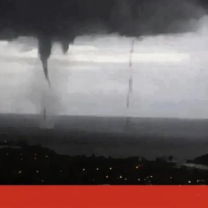 Três trombas de água fotografadas no mar em Espanha