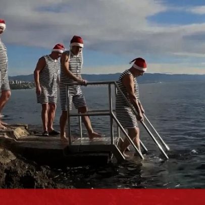 Nadadores de inverno enfrentam o mar Adriático há mais de 20 anos
