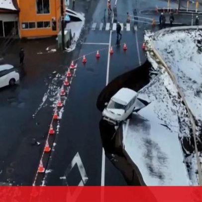 Sismo no Japão provoca destroços, danos em estradas e veículos