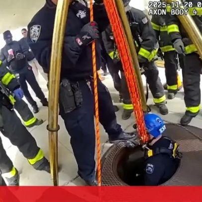Homem resgatado após cair em buraco de esgoto de nove metros em Nova Iorque