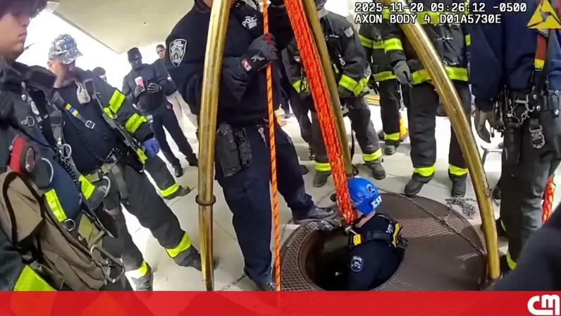 Homem resgatado após cair em buraco de esgoto de nove metros em Nova Iorque
