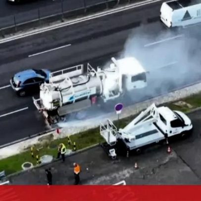 Roda de camião salta e atinge carro estacionado em posto na Segunda Circular, Lisboa