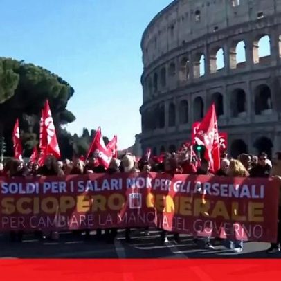 Trabalhadores italianos entram em greve geral por alterações ao orçamento de 2026