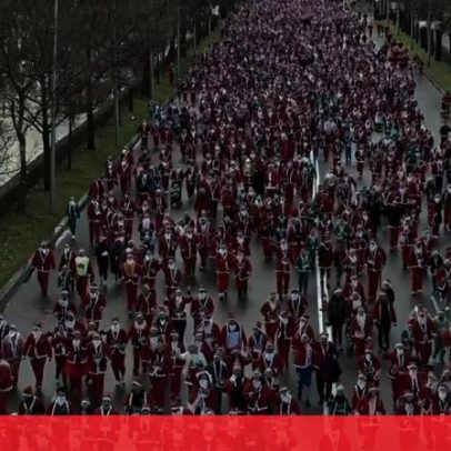 Milhares de Pais Natais correm por caridade em Madrid