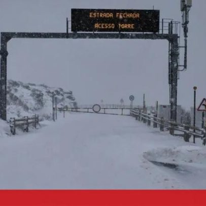 Neve fecha acessos à Torre no maciço central da Serra da Estrela